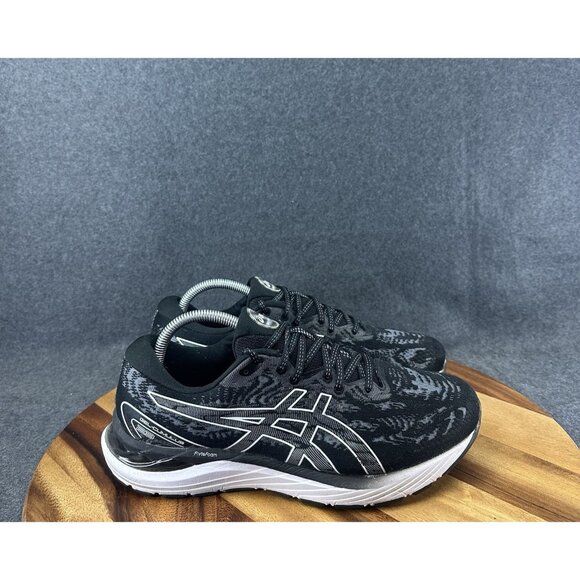 Asics Gel-Cumulus 23 Black White Mens Size 9 2E Wide Running Sneakers 1011B014 - Picture 1 of 12